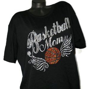 Basketball Mom Black Relax Tee with Crystals.